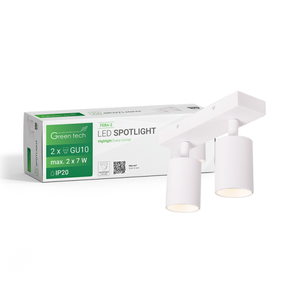 GREEN TECH LED spot svjetiljka Green Tech, GU10  X 2 kom,  bijela boja - FEBA-2