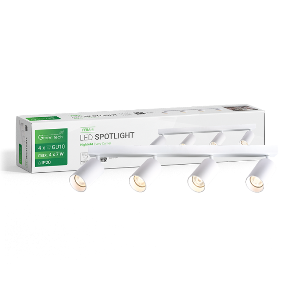 GREEN TECH LED spot svjetiljka Green Tech, GU10  X 4 kom, bijela boja - FEBA-4