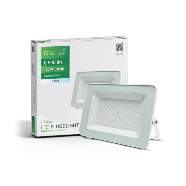 GREEN TECH LED reflektor Green Tech 8500 lm, 100W, 6500K, IP65, bijeli - ALX-100WH