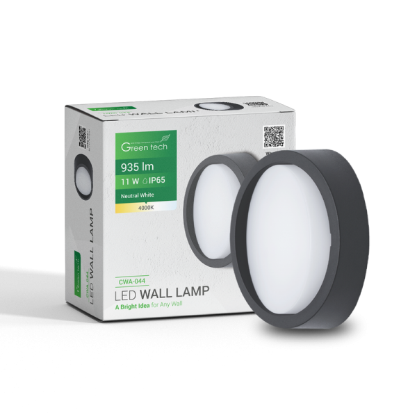 GREEN TECH LED zidna svjetiljka Green Tech 11W, 4000K, promjer 17*6,4cm, IP65, crna - CWA-044