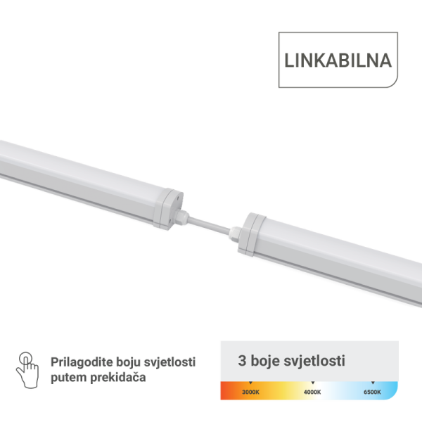 GREEN TECH LED vodotijesna svjetiljka Green Tech, linkabilna, 45W, 120LM/W, 3CCT, IP65 - WP-Q45W-3CCT