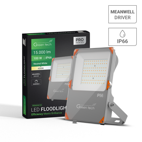 GREEN TECH Premium LED reflektor Green Tech, 100W, 150LM/W 4200K, IP66 Meanwell XLG - PREMIUM100