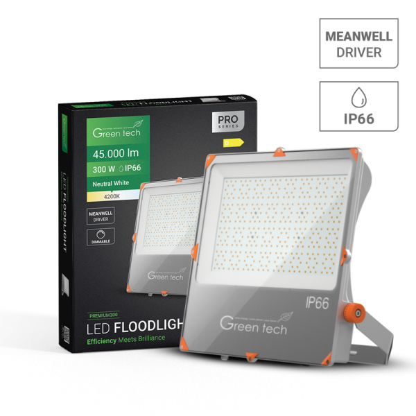 GREEN TECH Premium LED reflektor Green Tech, 300W, 150LM/W 4200K, IP66 Meanwell XLG - PREMIUM300