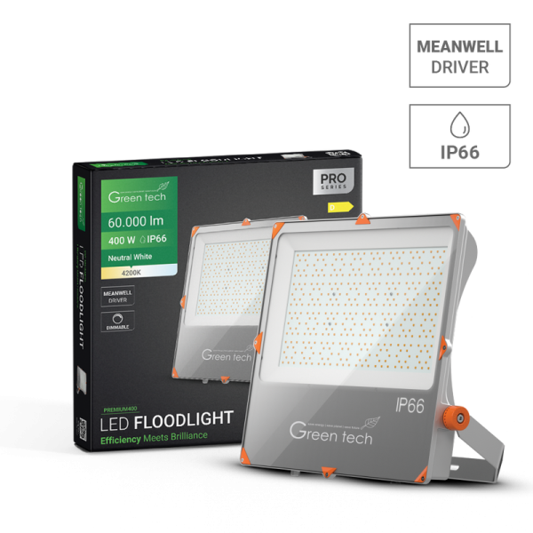 GREEN TECH Premium LED reflektor Green Tech, 400W, 150LM/W 4200K, IP66 Meanwell XLG - PREMIUM400