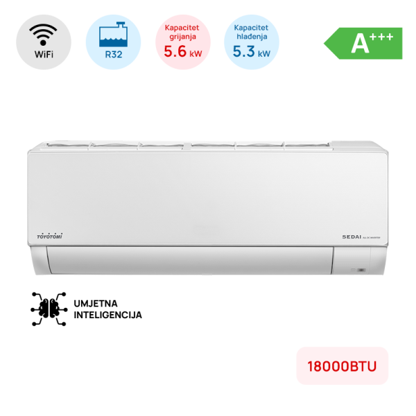 TOYOTOMI Klima TOYOTOMI Sedai A18SC 5,53W A+++, ALL DC Inverter, – 30°C ~ 50°C, HEPA 3+ - TAN/TAG-A18SC