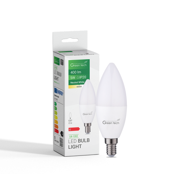 GREEN TECH LED žarulja Green Tech 5W, 4000K, E14, C37, IP20, Sanan chip - LB-1202