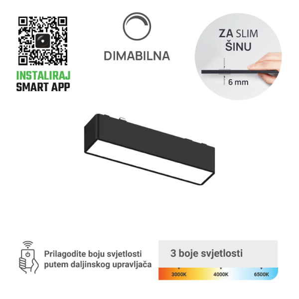 GREEN TECH LED magnetna svjetiljka Green Tech, 6W, 3CCT, LED Osram, Dim./ Smart Lamp APP - MG01-6W-3CCT