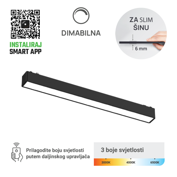 GREEN TECH LED magnetna svjetiljka Green Tech, 18W, 3CCT, LED Osram, Dim./ Smart Lamp APP - MG01-18W-3CCT
