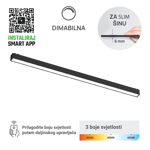 GREEN TECH LED magnetna svjetiljka Green Tech, 24W, 3CCT, LED Osram, Dim./ Smart Lamp APP - MG01-24W-3CCT