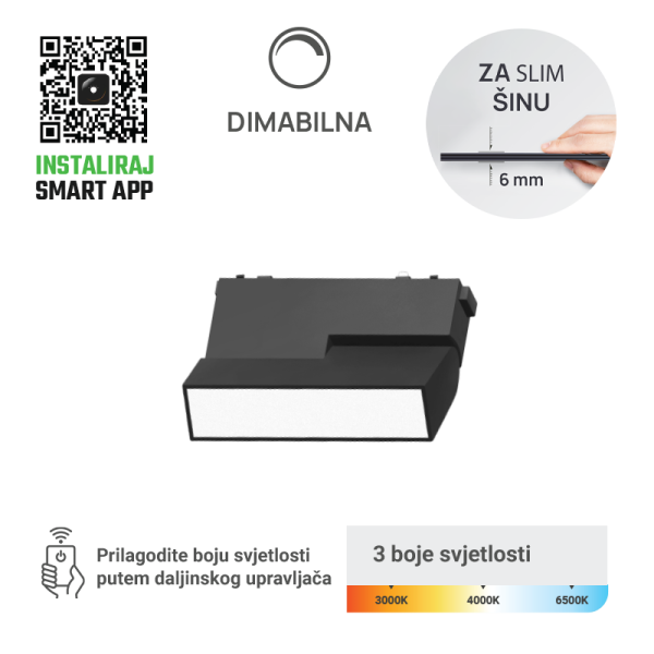 GREEN TECH LED magnetna svjetiljka Green Tech, 6W, 3CCT, LED Osram, Dim./ Smart Lamp APP - MG03-6W-3CCT