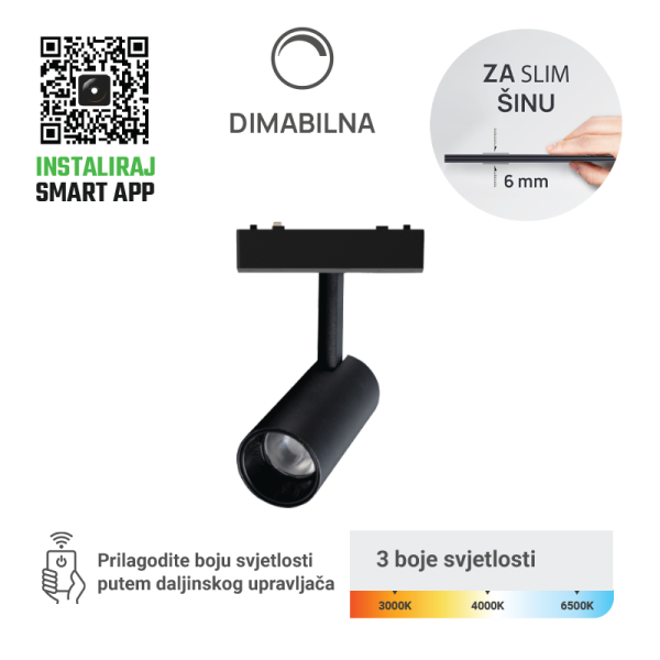 GREEN TECH LED magnetna svjetiljka Green Tech, 20W, 3CCT, LED Osram, Dim./ Smart Lamp APP - MG07-20W-3CCT