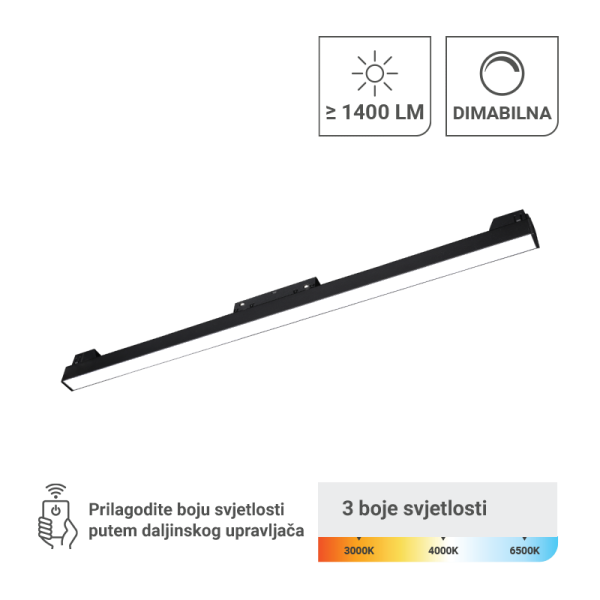 GREEN TECH LED magnetna svjetiljka Green Tech 20W, 3CCT, IP20, OSRAM LED, crna boja - MT01-20-20W-3CCT