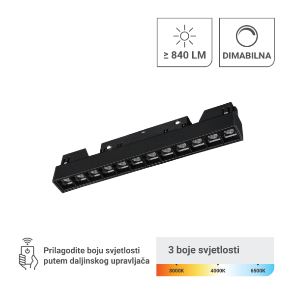 GREEN TECH LED magnetna svjetiljka Green Tech 12W, 3CCT, IP20, OSRAM LED, crna boja - MT02-20-12W-3CCT