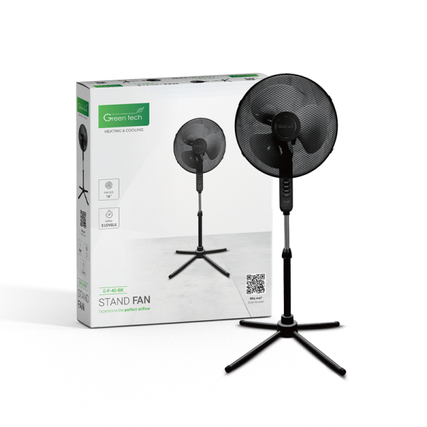 GREEN TECH Ventilator s postoljem Green Tech 50W, 16“, crna boja - G-F-40-BK