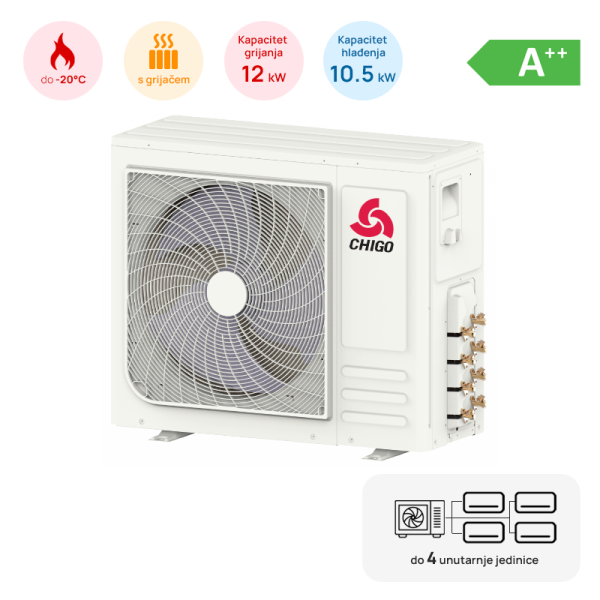 Chigo Multi split Chigo vanjska jedinica 10.5kW, A++, -20 ~ 55°C, s grijačem, 4 izlaza - Z4OD-36HRIN4