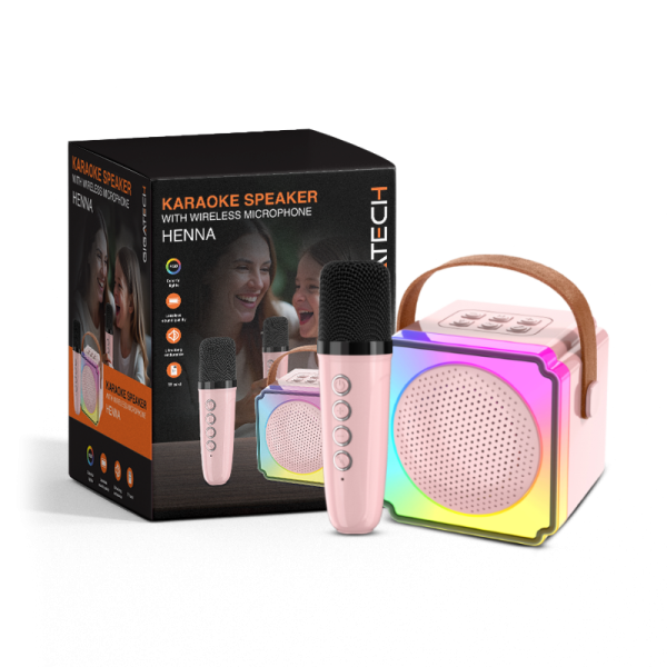 GIGATECH Zvučnik Gigatech HENNA (USB/TF/bluetooth) karaoke s wireless mikr., dječji, pink