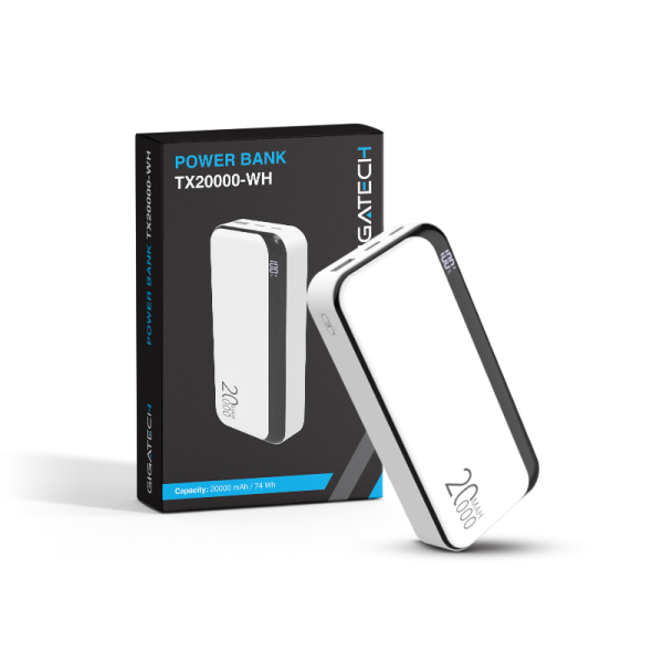 GIGATECH Power bank Gigatech 20000 mAh, USB i C izlazi, bijeli - TX20000-WH