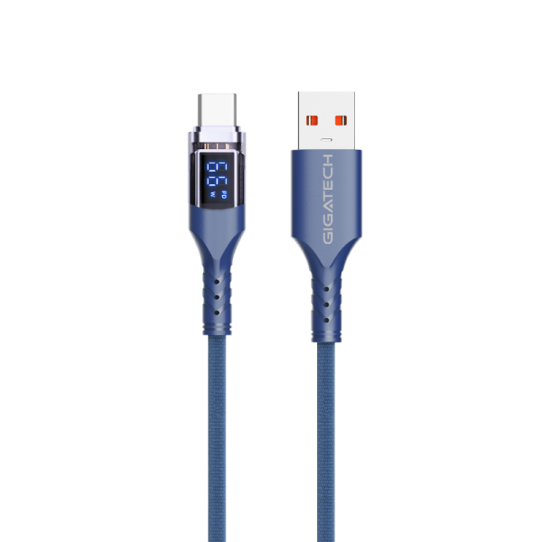 GIGATECH USB na C kabel Gigatech XB806 1m, s LED display-om, plavi