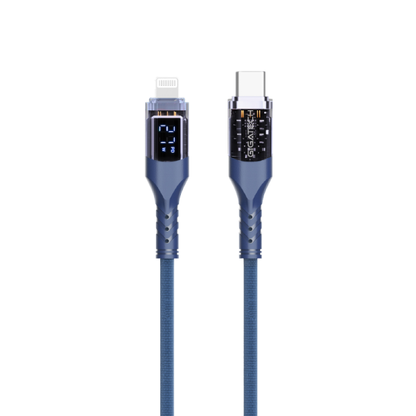 GIGATECH C na lightning kabel Gigatech XB819 1m, 27W, s LED display-om, plavi