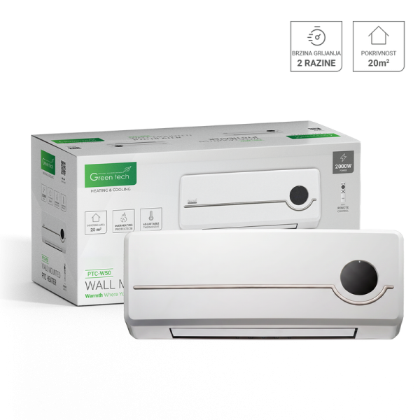GREEN TECH Zidna PTC grijalica Green Tech 2000W, s timerom, električna - PTC-W50