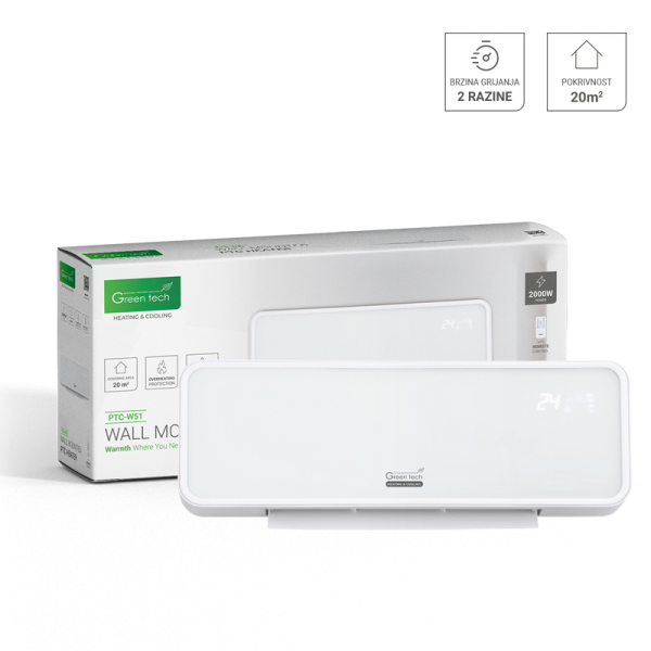 GREEN TECH Zidna PTC grijalica Green Tech 2000W, s timerom, električna - PTC-W51