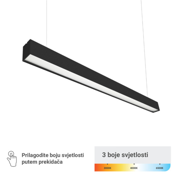 GREEN TECH LED linearna svjetiljka Green Tech 40W, 3CCT, IP40, 120 cm, crna boja - LL-6580-3CCT-40W