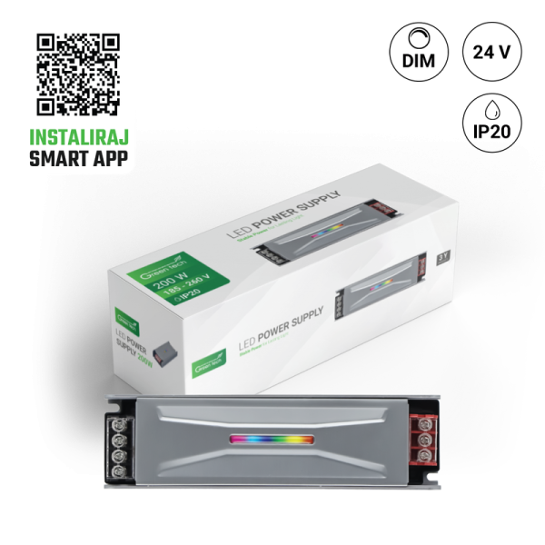 GREEN TECH LED napajanje+ Kontroler  Green Tech SMART 200W, 24V, IP20 - PS-SMART24V-200W