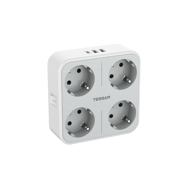 Tessan Zidna utičnica Tessan TS-302-DE-C, 4x AC, 2x USB-A, 1x USB-C, 15W