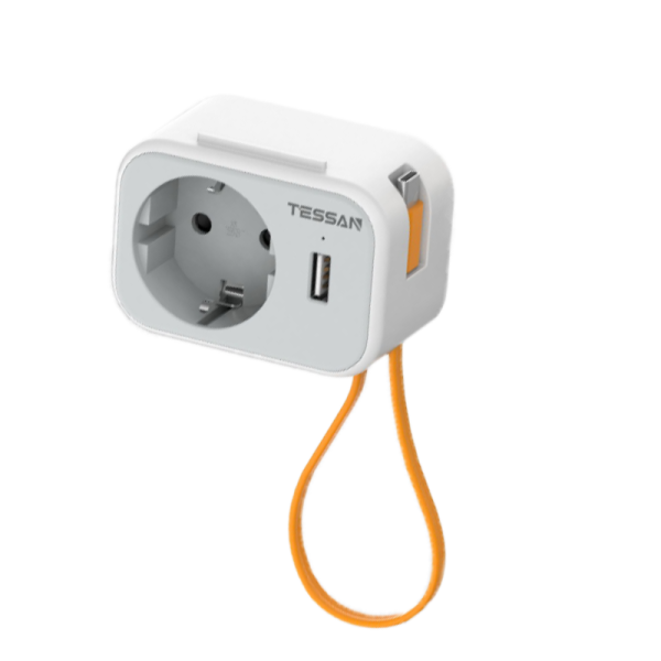 Tessan Zidna utičnica Tessan TS-332, 1x AC, 1x USB-C sa kabelom od 20cm, 15W