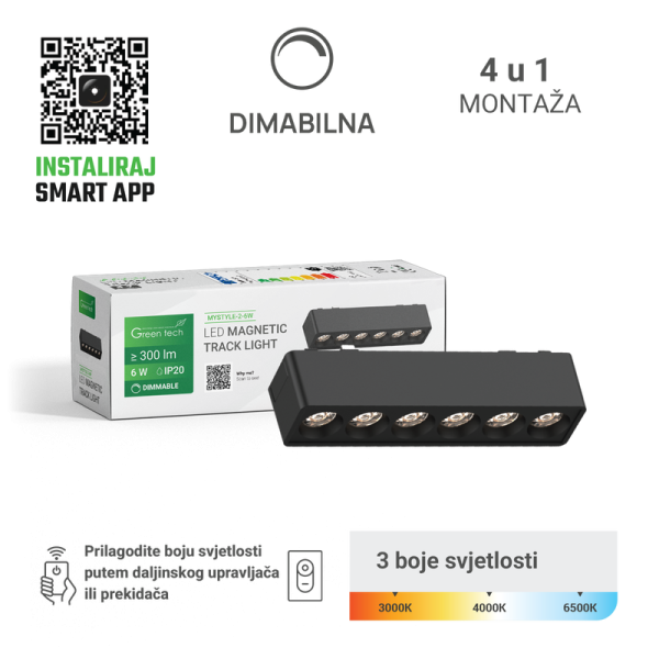 GREEN TECH LED magnetna svjetiljka Green Tech "MYSTYLE" 6W, 3CCT, Dim./ Smart Lamp APP - MYSTYLE-2-6W