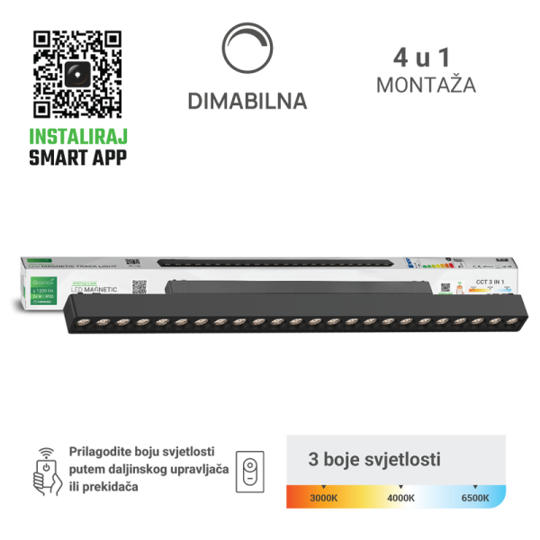 GREEN TECH LED magnetna svjetiljka Green Tech "MYSTYLE" 24W, 3CCT, Dim./ Smart Lamp APP - MYSTYLE-2-24W
