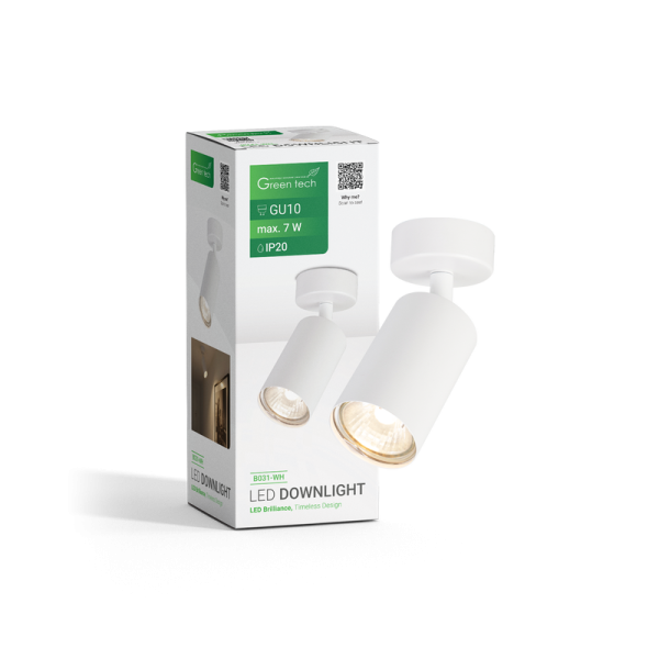 GREEN TECH Reflektor nadgradni  Green Tech, bijela boja, grlo GU10 - B031-WH