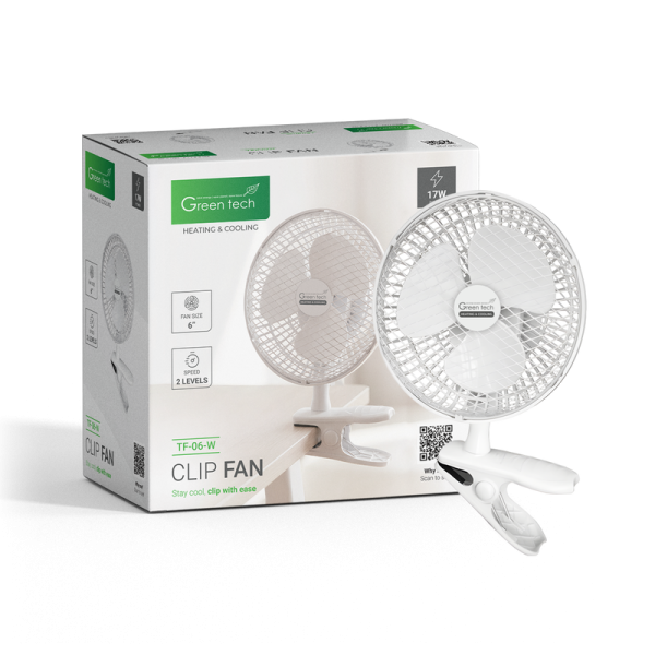 GREEN TECH Ventilator s kopčom Green Tech 17W, 6", bijela boja - TF-06-W