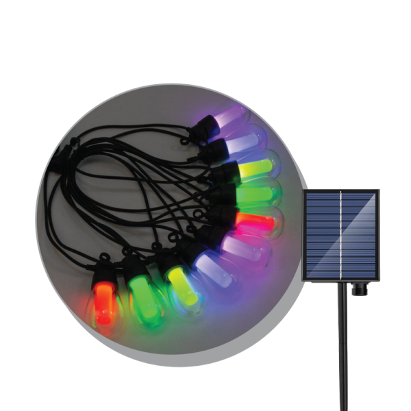 LUMERA LED solarni svjetlosni lanac LUMERA LIGHTING IP65 2700K + RGB ŽARx10, uključena - SLS-10-BULB