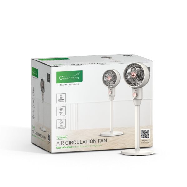 GREEN TECH Ventilator s postoljem Green Tech, 45W, 9", bijeli - G-F8-WG