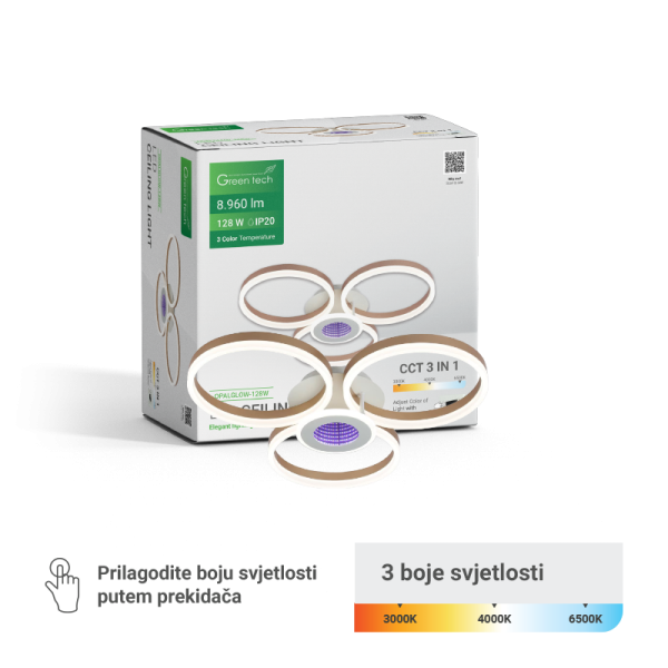 GREEN TECH Stropna dekorativna svjetiljka Green Tech 128W, 3CCT - OPALGLOW-128W