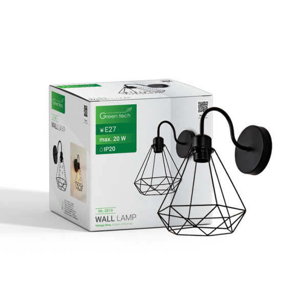 GREEN TECH LED zidna svjetiljka Green Tech E27 x 1 kom, crna boja - WL-2019