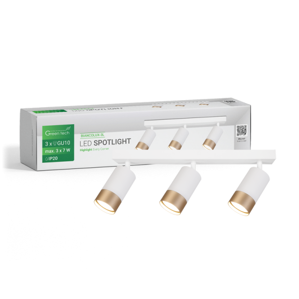 GREEN TECH LED spot svjetiljka Green Tech, GU10 X 3 kom, bijelo-zlatna boja - BIANCOLUX-3L