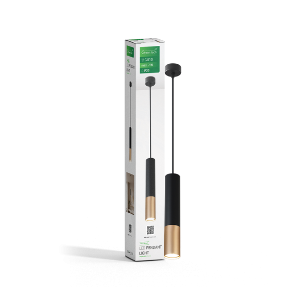 GREEN TECH LED visilica Green Tech, GU10 X 1 kom, crna-zlatna boja - VELORA-1