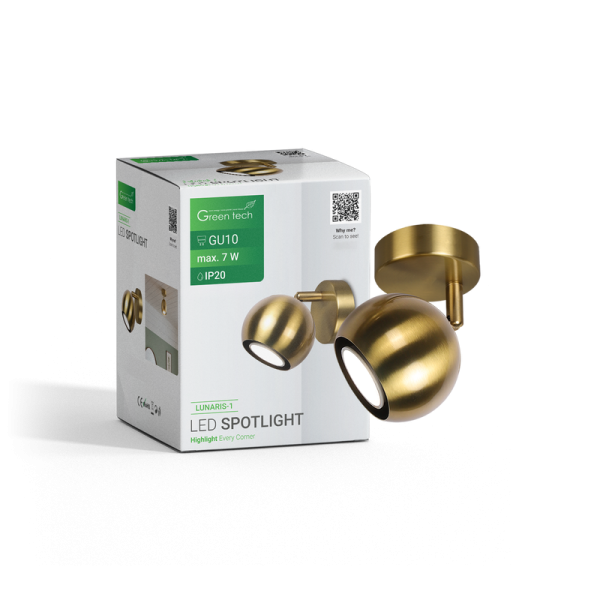 GREEN TECH LED spot svjetiljka Green Tech, GU10 X 1 kom, zlatna boja - LUNARIS-1