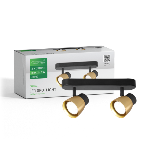 GREEN TECH LED spot svjetiljka Green Tech, GU10 X 2 kom, zlatno crna boja - AMBRE-2