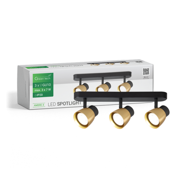 GREEN TECH LED spot svjetiljka Green Tech, GU10 X 3 kom, zlatno crna boja - AMBRE-3