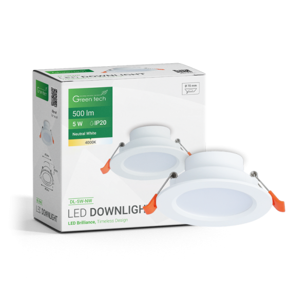 GREEN TECH LED downlight Green Tech 5W, 4000K, bijela boja - DL-5W-NW