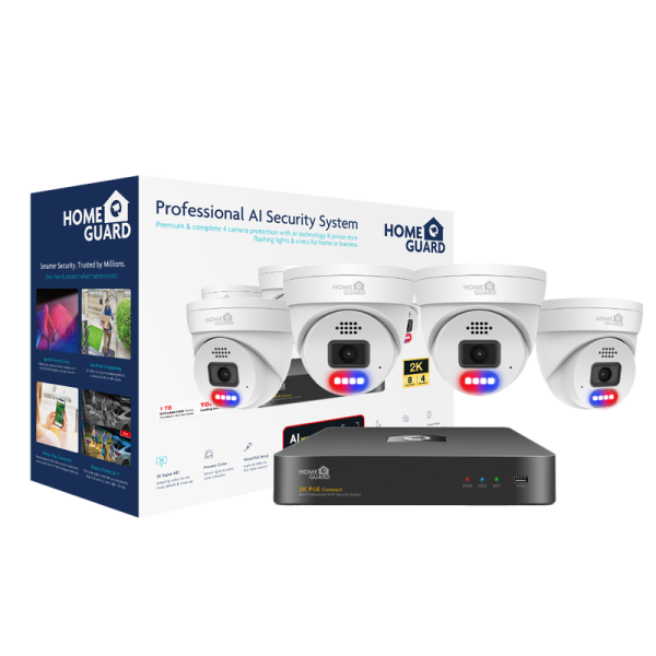 Homeguard Homeguard POE Set 2K NVR 8CH+4 kamere, svjetlosno/zvučni alarm, AI detekcija - HGNVK-84804
