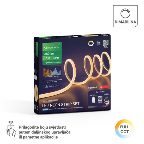 GREEN TECH LED traka Green Tech NEON 24V 15W IP65 3CCT SMART APP + DALJINSKI - NEON-3CCT-SMART