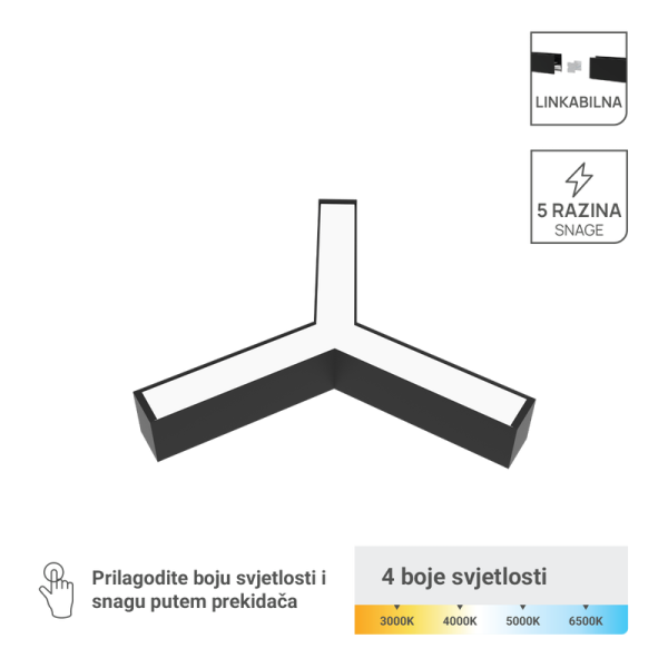 GREEN TECH LED linearna svjetiljka Green Tech Y konektor 40W, 4CCT, 130lm/W - LL-5070-40W-Y