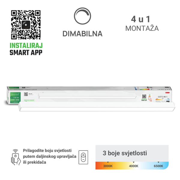 GREEN TECH LED magnetna svjetiljka Green Tech "MYSTYLE" 24W, 3CCT, Dim./ Smart Lamp APP - MYSTYLE-1-24W-WH